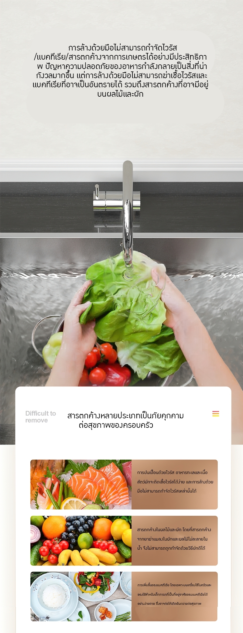 เครื่องล้างและทำความสะอาดผักผลไม้และเนื้อ แบบตั้งโต๊ะในครัวเรือน AXM-218