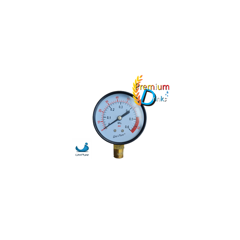 เกจวัดแรงดัน(Pressure Gauge) แบบยึดด้านล่าง 80PSI ยี่ห้อ uni pure