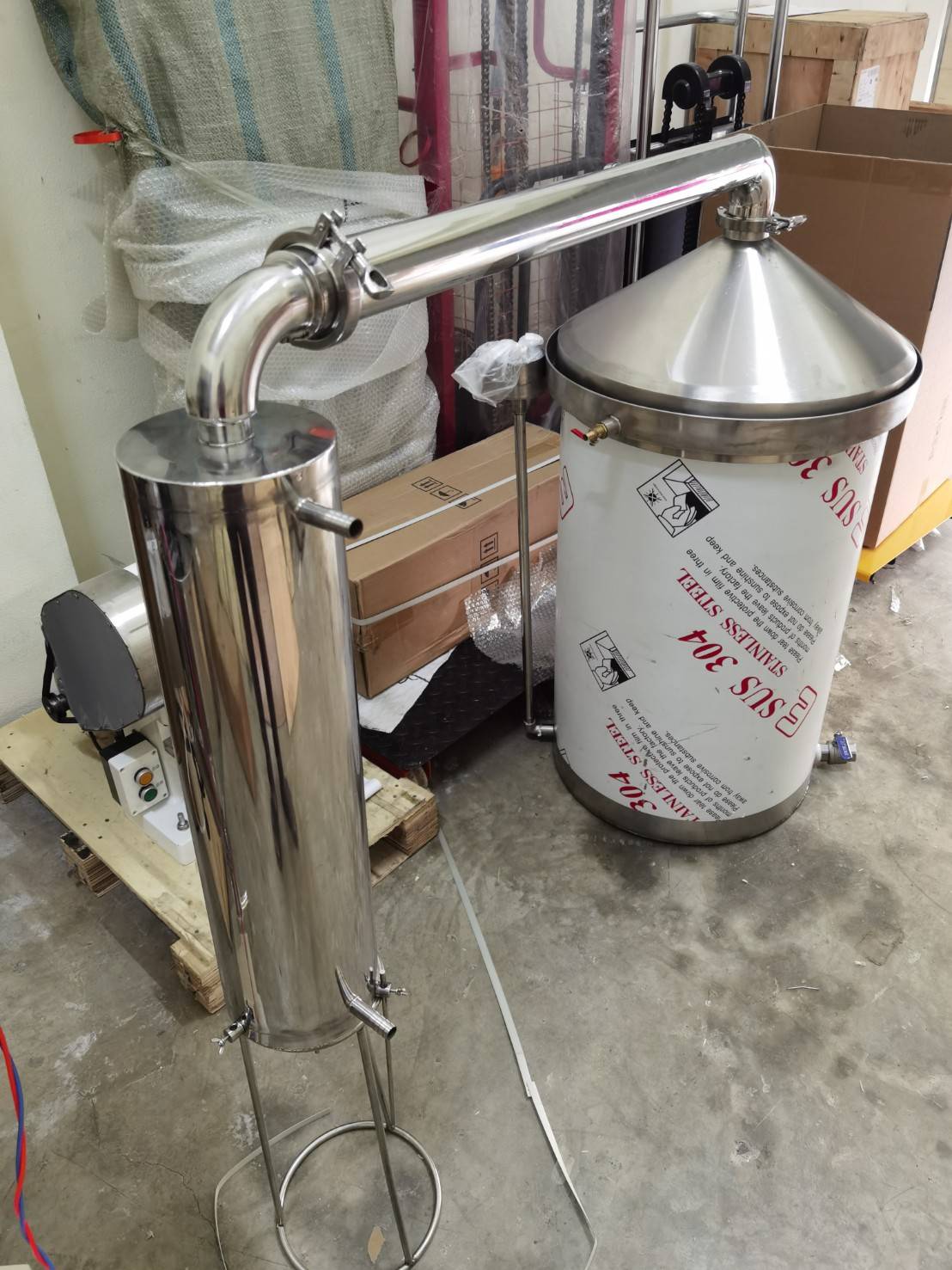 YANTAI-03 หม้อต้ม หม้อกลั่น กลั่นสมุนไพร กลั่นน้ำมันหอมระเหย ,เหล้า,ไวน์ 150L