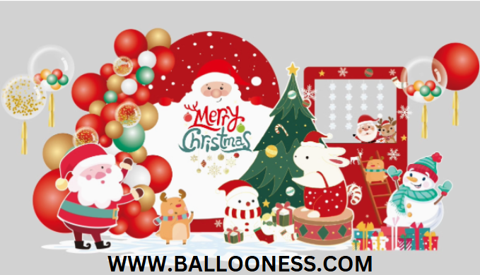 Backdrop Merry Christmas Balloon