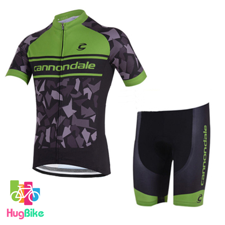 ชุดจักรยานแขนสั้นทีม Cannondale 18 (01) สีเขียวลายเทา