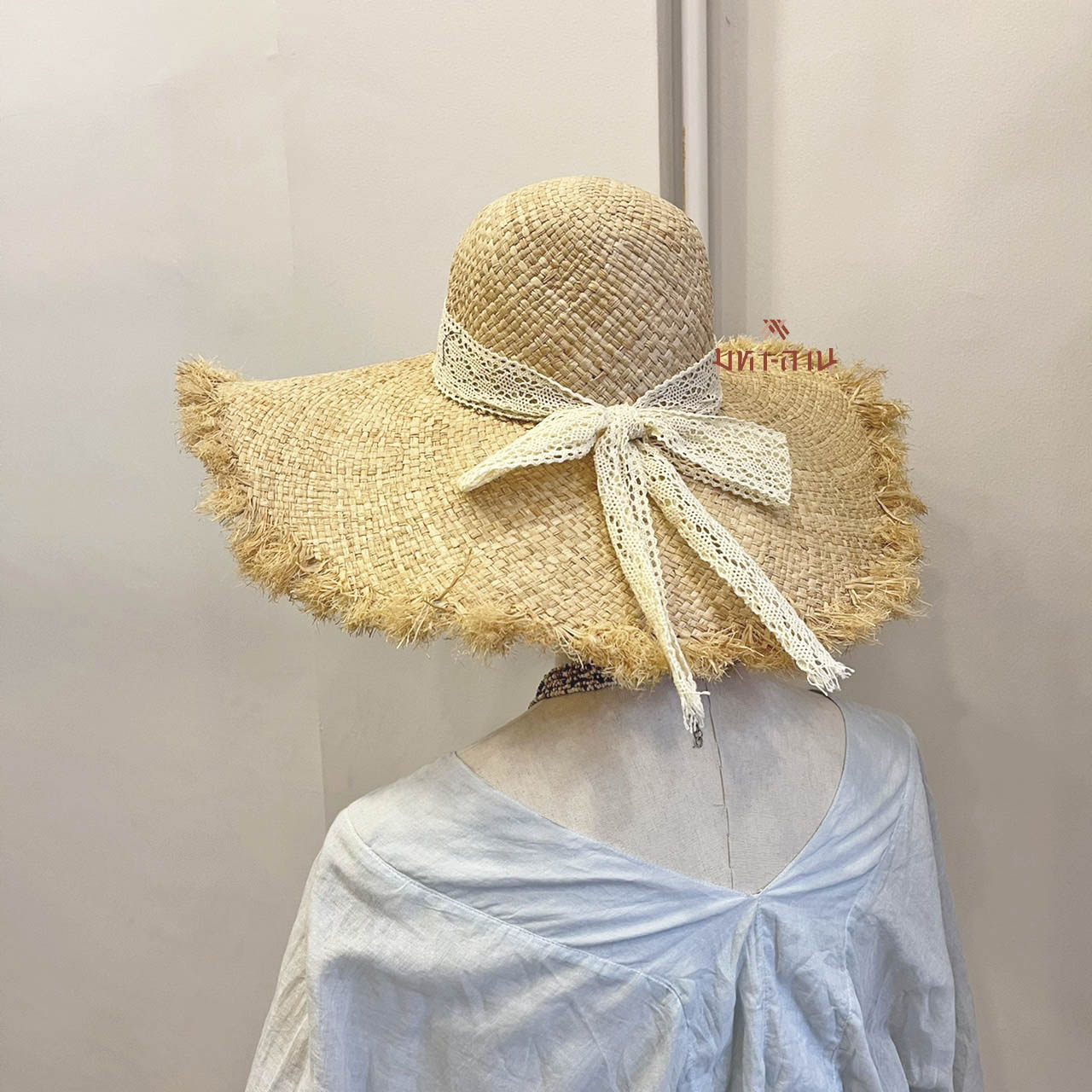 หมวกสานแต่งโบว์ สไตล์มินิมอล เกาหลี 👒