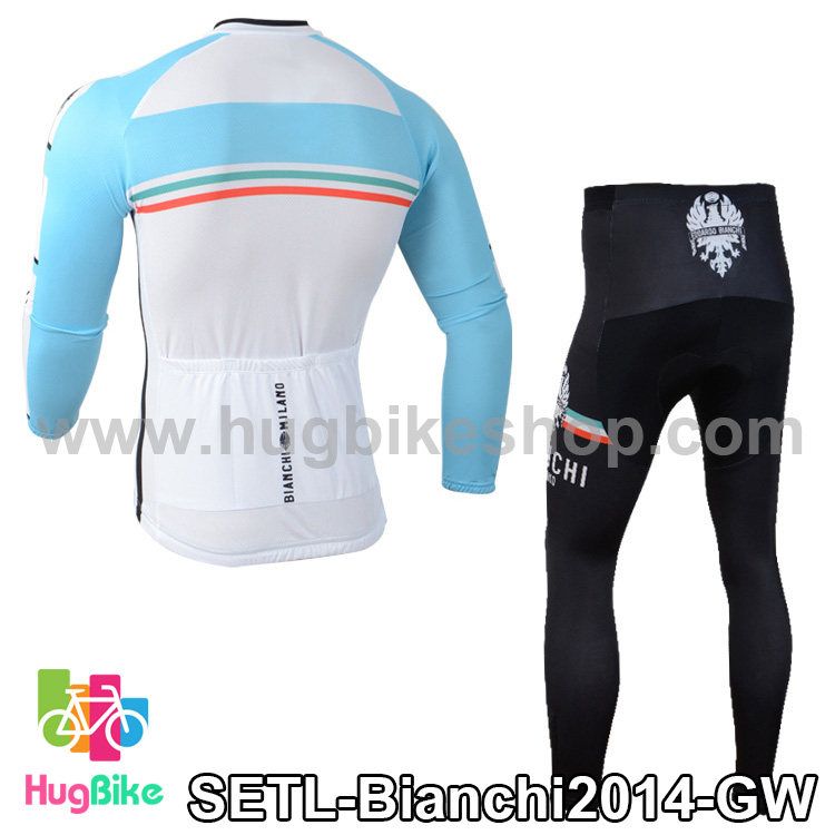 ชุดจักรยานแขนยาวทีม Bianchi 14 (01) สีเขียวขาว