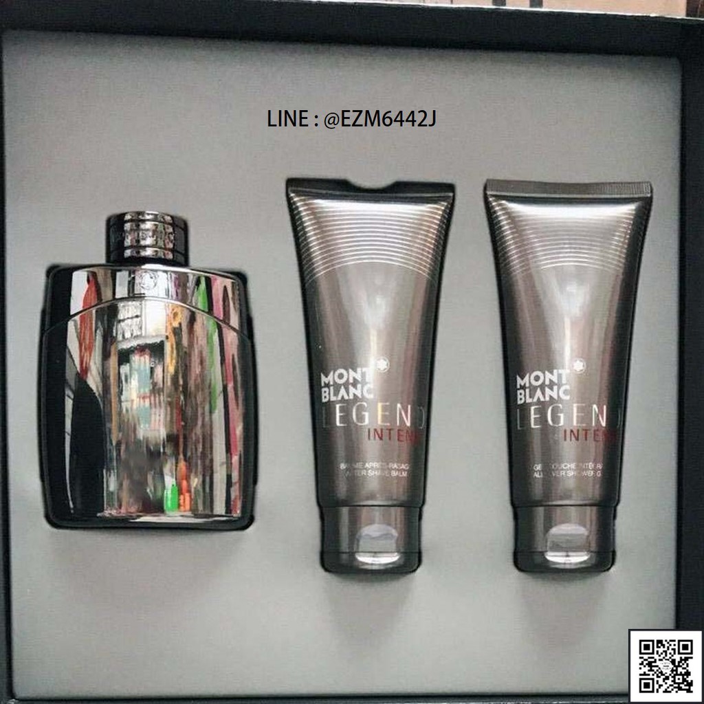 น้ำหอมแท้ SET 3 ITEMS FOR MEN MONT BLANC LEGEND INTENSE EAU DE TOILETTE SPRAY 100 ML+ AFTERSHAVE 100 ML+SHOWER 100 ML
