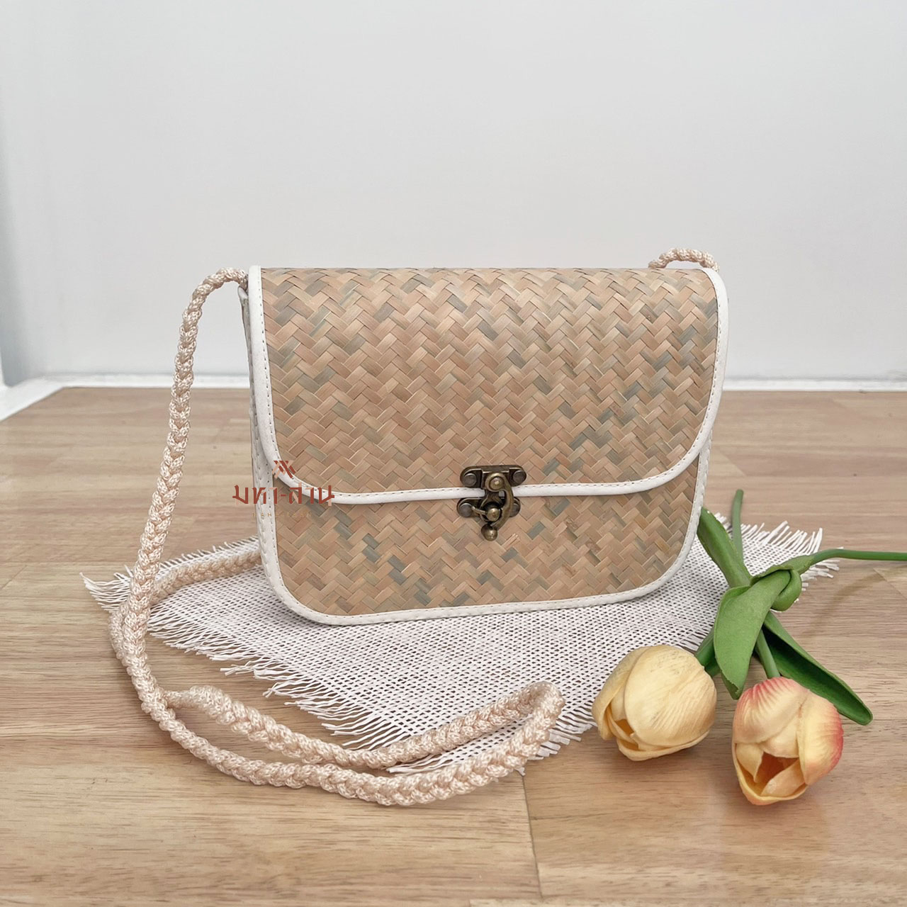 กระเป๋าสาน กระเป๋ามินิมอล กระเป๋าเกาหลี กระเป๋าสะพาย กระเป๋าไปคาเฟ่ 🤎