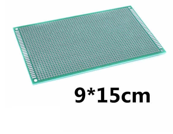แผ่นPrototype PCB อเนกประสงค์ขนาด 9x15 เซนติเมตร แบบ 2 หน้าอย่างดี สีเขียว 9x15