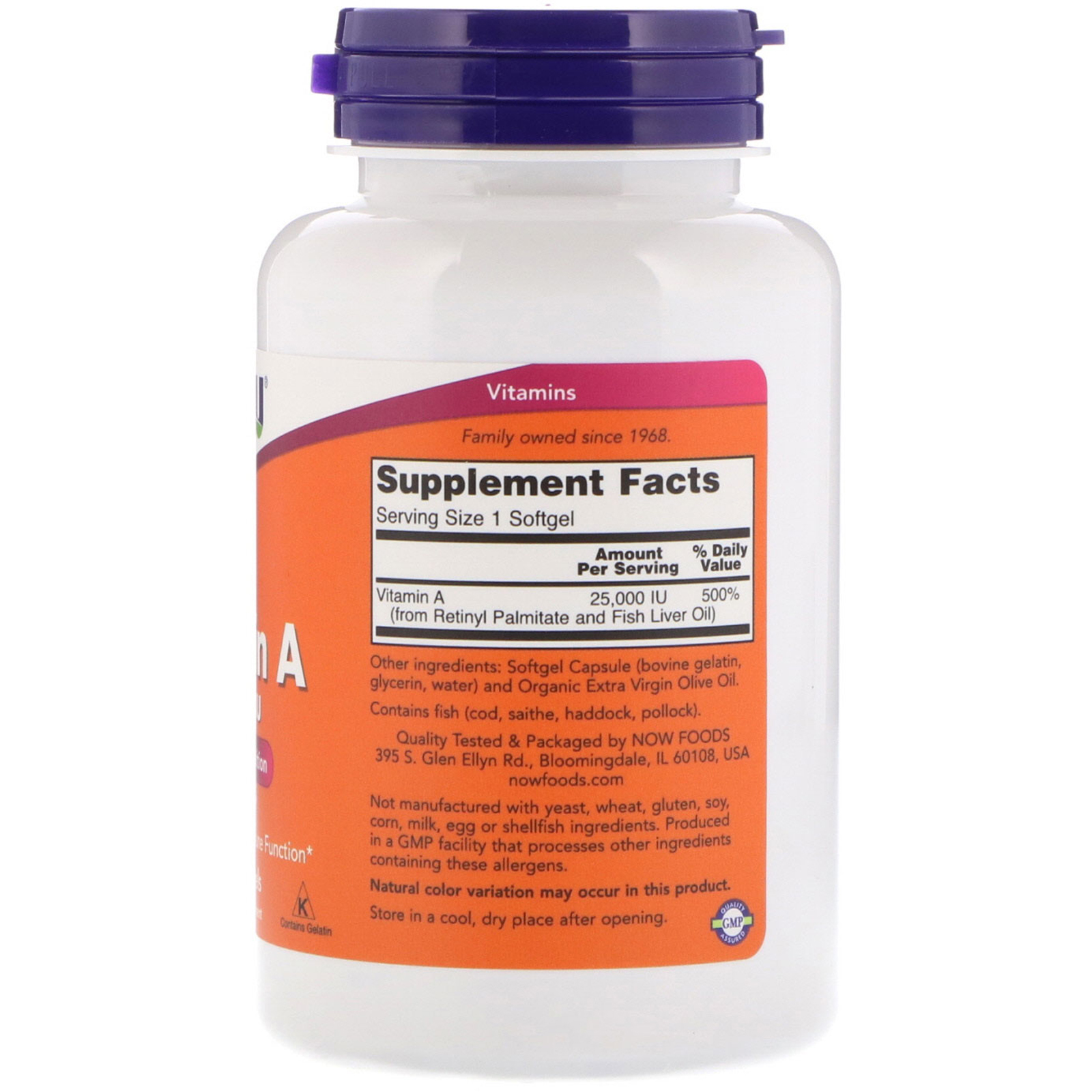 Now Foods, Vitamin A, 25,000 IU, 250 Softgels