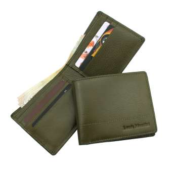 Louis Montini (Clearly Collection) กระเป๋าสตางค์ หนังวัวแท้ หนังแท้ แฟชั่นผู้ชาย หนังวัวเงาแวววาว TTM072-02 – สีเขียวขี้ม้า