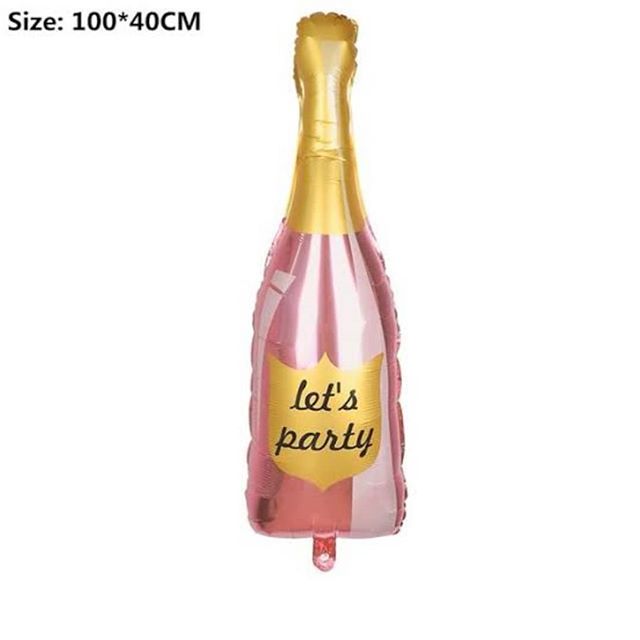 ลูกโป่งขวดไวน์ let's party สีชมพู / Pink Wine Bottle let's party (100*40cm)