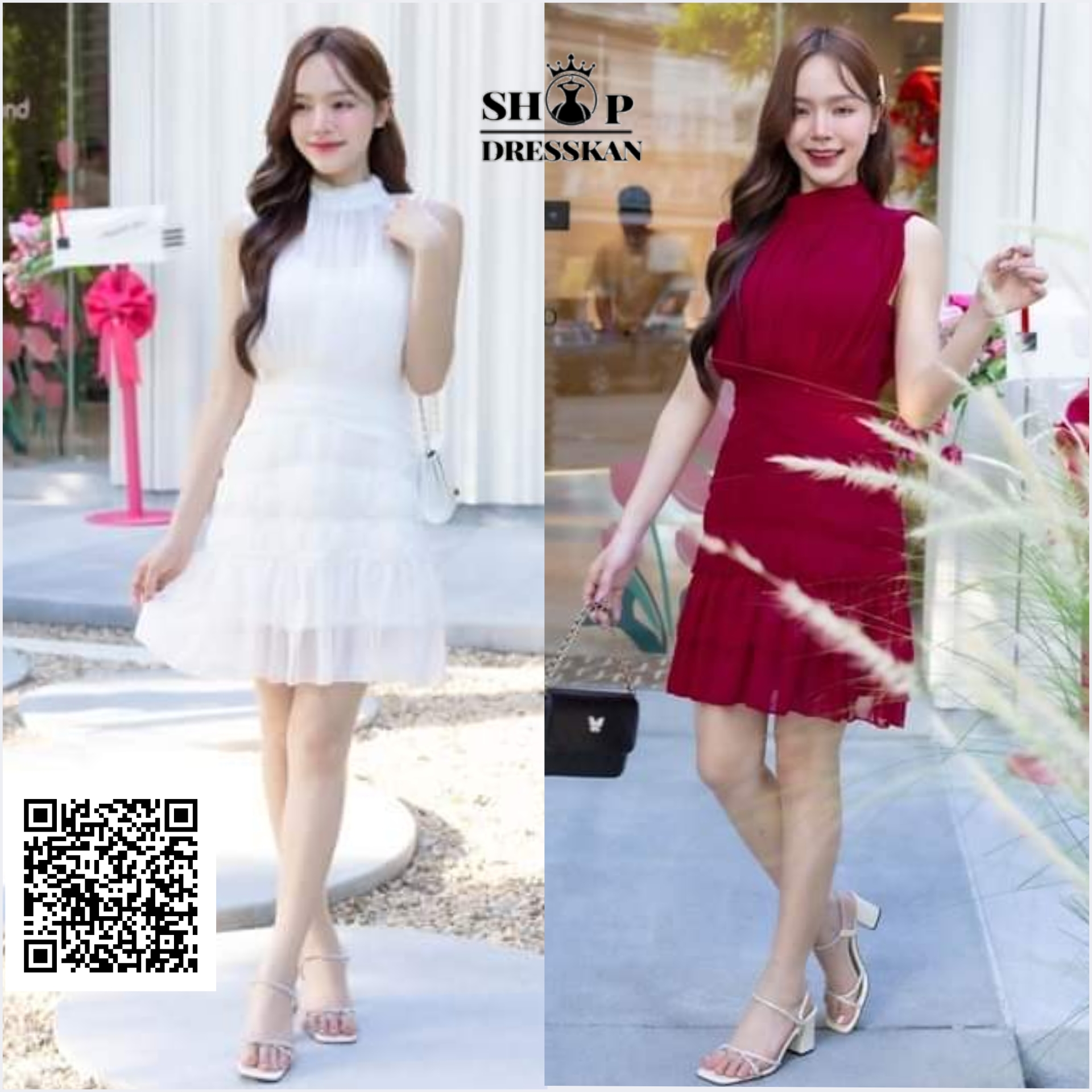 ✔️พร้อมส่ง :: ชุดเดรสแฟชั่นงานป้ายคุณภาพ⭐[ S-M-L-XL] :: ชุดเดรสสั้นออกงาน คอเต่า ดีเทลแต่งพลีทสวยเก๋ ซิปซ่อนหลัง บุซับใน ผ้าเนื้อเกรดดี สวมใส่สบาย ใส่ออกงานสวยๆ