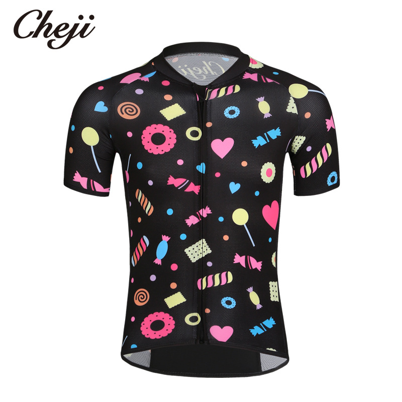 ชุดจักรยานเด็กแขนสั้นขาสั้น CheJi 19 (02) สีดำลาย