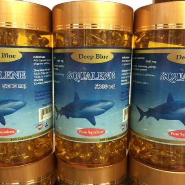 DEEP BLUE SQUALENE 5000 mg. 360 softgels น้ำมันตับปลาฉลามน้ำลึก เพิ่มไขมัน HDL ขับไล่ไขมันเลว LDL ออกไป ลดความดัน ลดไตรกลีเซอไรด์ ลดความเสี่ยงโรคหลอดเลือดตีบได้ผลดี จาก NEW ZEALAND