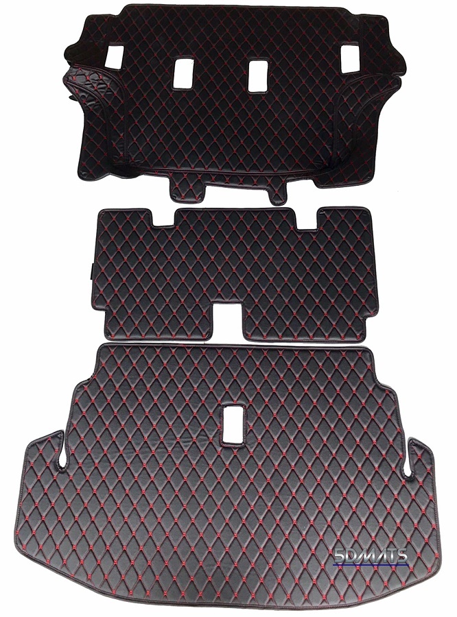 พรมปูพื้นรถยนต์6D HONDA BR-V สีดำด้ายแดง เต็มคัน (6ชิ้น) st