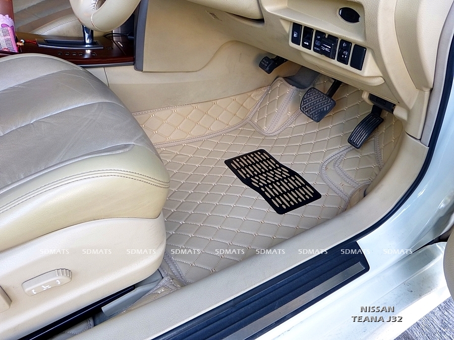 พรมปูพื้นรถยนต์6D NISSAN TEANA J32 (ปี2009-13) พรม6D สีครีม เต็มคัน 3ชิ้น