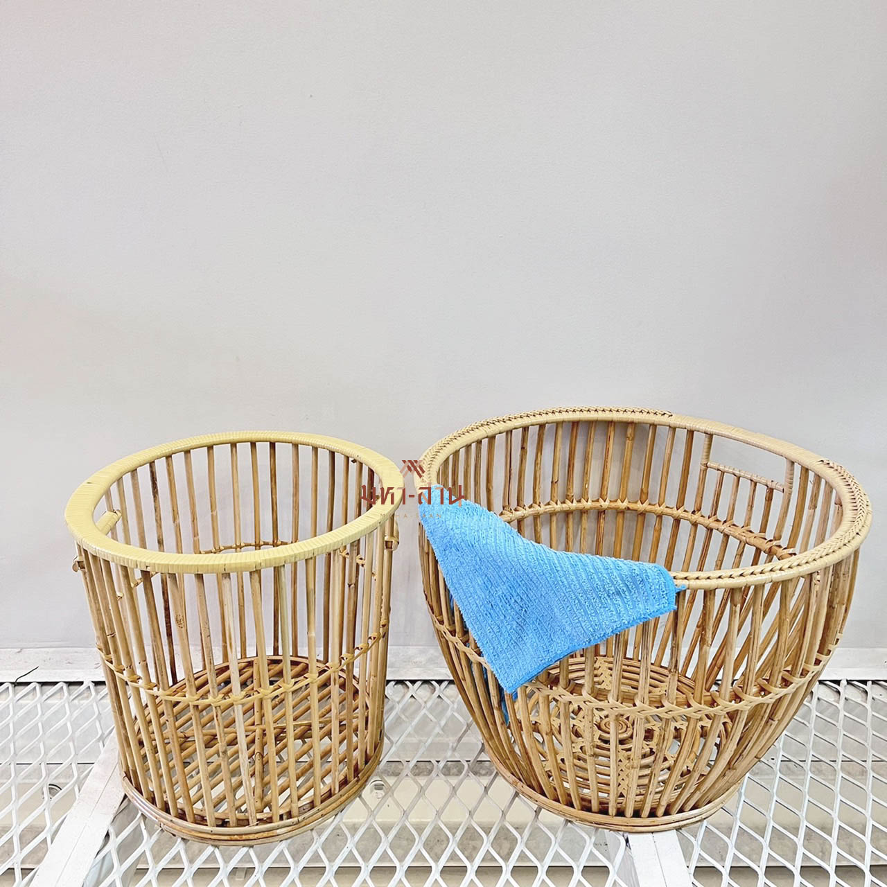 ตะกร้าหวาย ตะกร้าผ้าหูหิ้ว ตะกร้าสาน ตะกร้ามินิมอล🧺