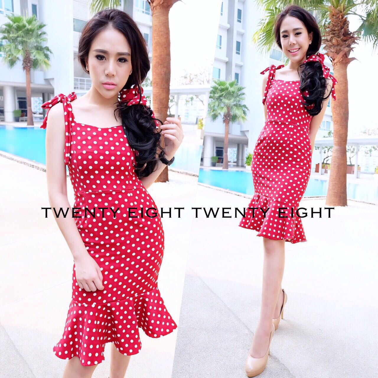 เดรสลายdot สายเดี่ยวห้าส่วน