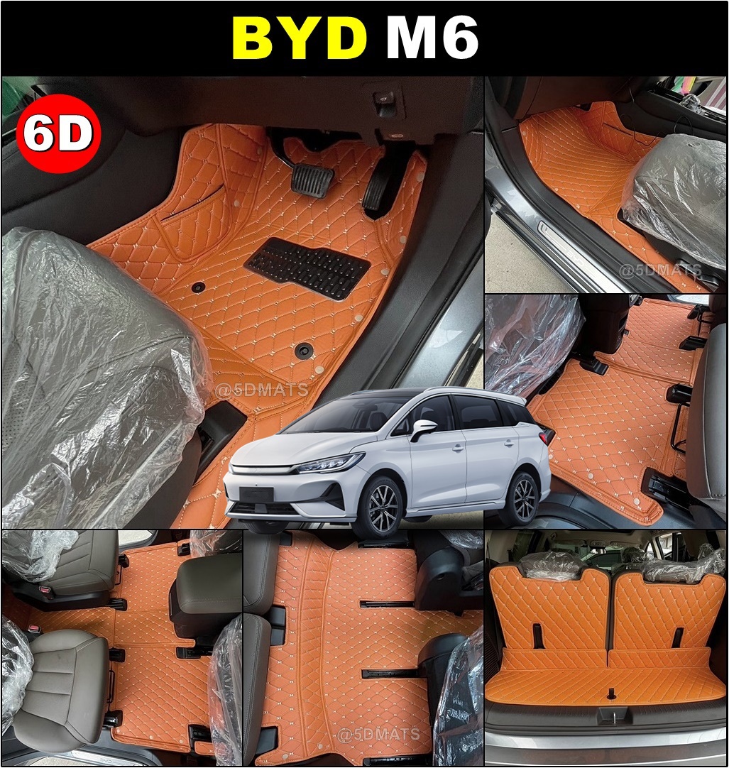 BYD M6 2024 พรมรถยนต์6D บีวายดี เอ็ม6 เข้ารูป เต็มคัน