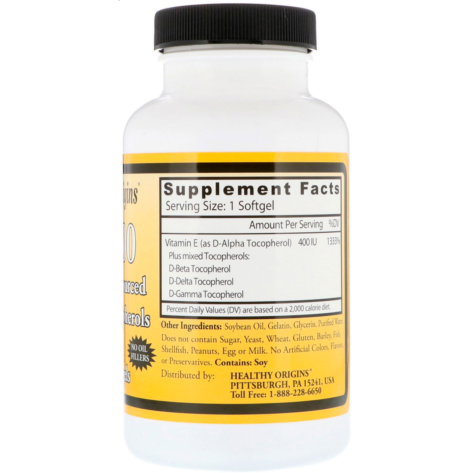 Healthy Origins, E-400, 180 Softgel Capsules