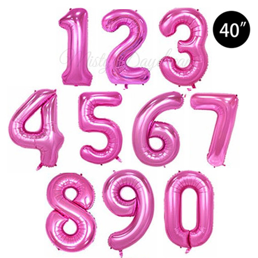 ฟอยตัวเลข ขนาด40 นิ้วเลข 0-9 สีชมพู