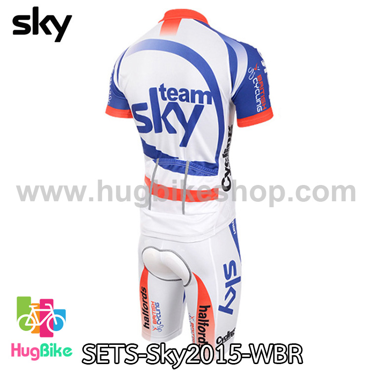 ชุดจักรยานแขนสั้นทีม Sky 15 สีขาวฟ้าแดง