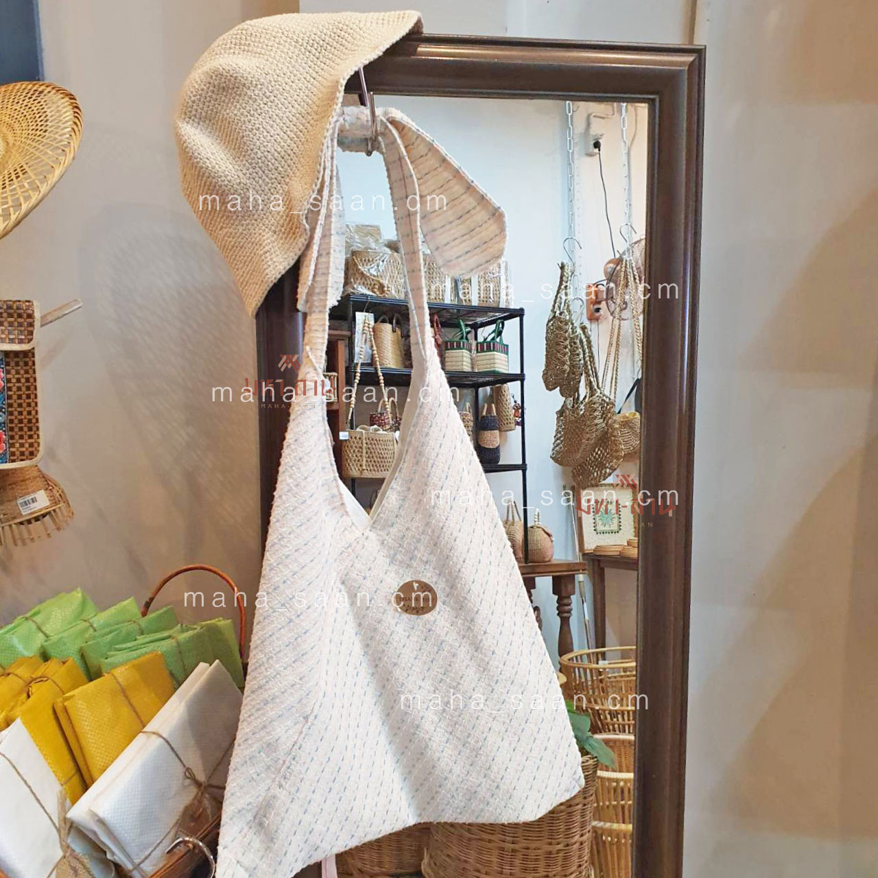 กระเป๋าผ้า สะพายไหล่ น่ารัก หูผูกโบว์🌷