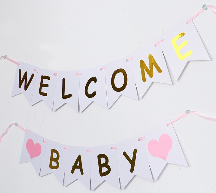 ป้ายธงแบนเนอร์ welcome baby girl