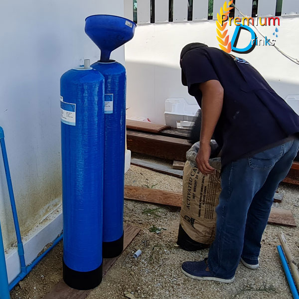 ชุดถังกรองน้ำใช้ขนาดจุสารกรอง 25 ลิตร 2 ใบ คาร์บอน+เรซิ่น ราคาพร้อมติดตั้ง