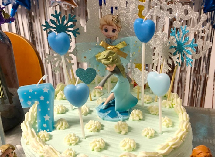 เทียนตัวเลขวันเกิดลายดาว มีสีชมพู/ฟ้า