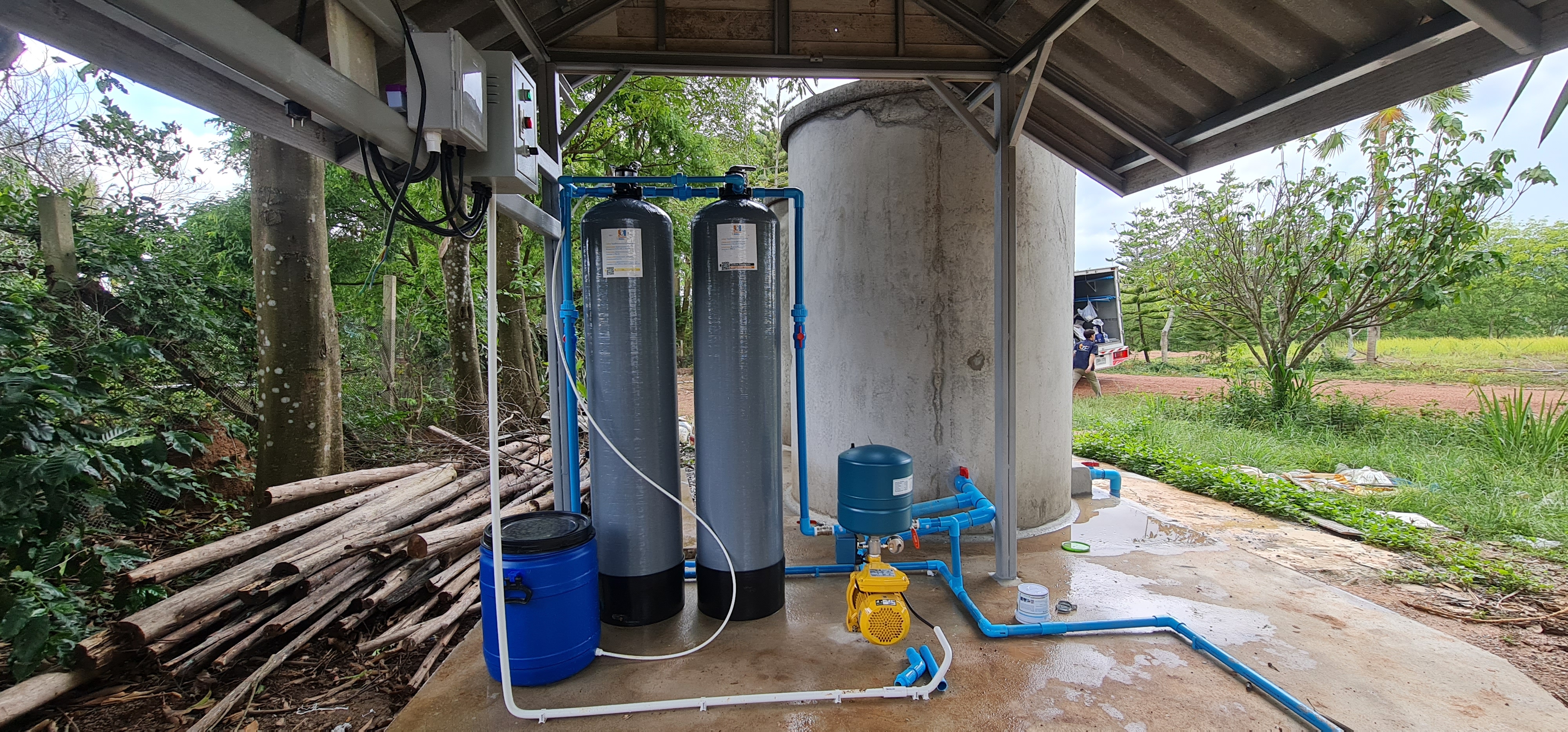 ชุดถังกรองน้ำภายในบ้าน2ถังขนาดจุสาร100ลิตร+เครื่องกรองน้ำระบบRO