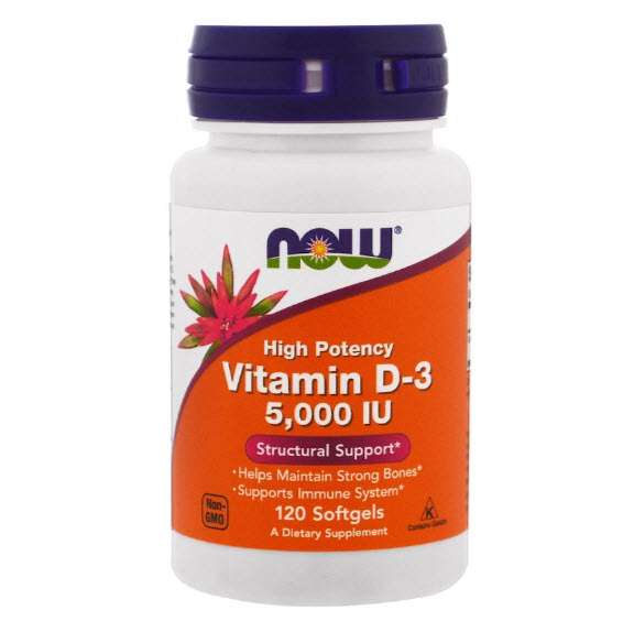 Now Foods, Vitamin D-3, High Potency, 5,000 IU, 120 Softgels