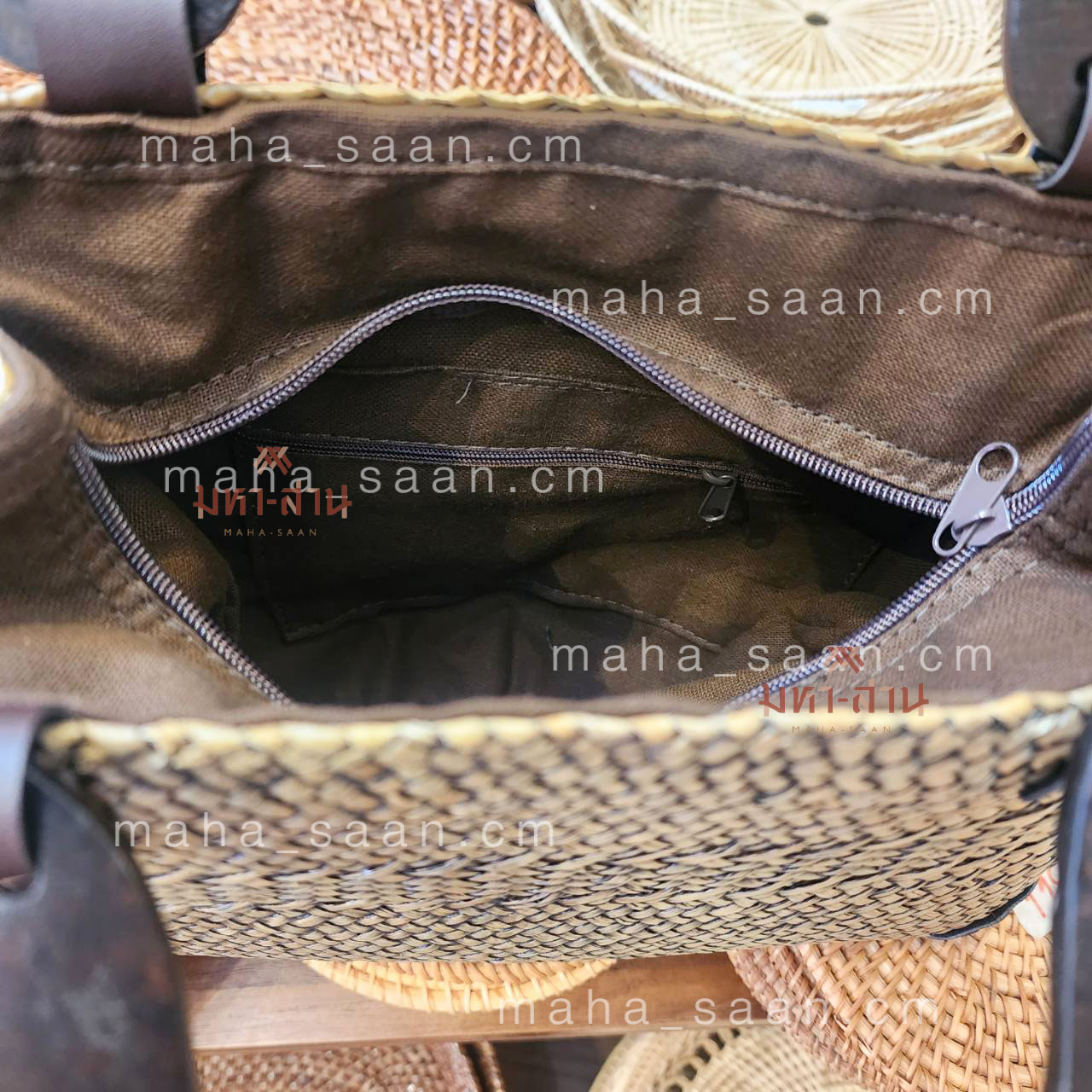 กระเป๋ากระจูด กระเป๋าผ้าไทย ทรงจีบตรง ของฝากผู้ใหญ่ 🥫