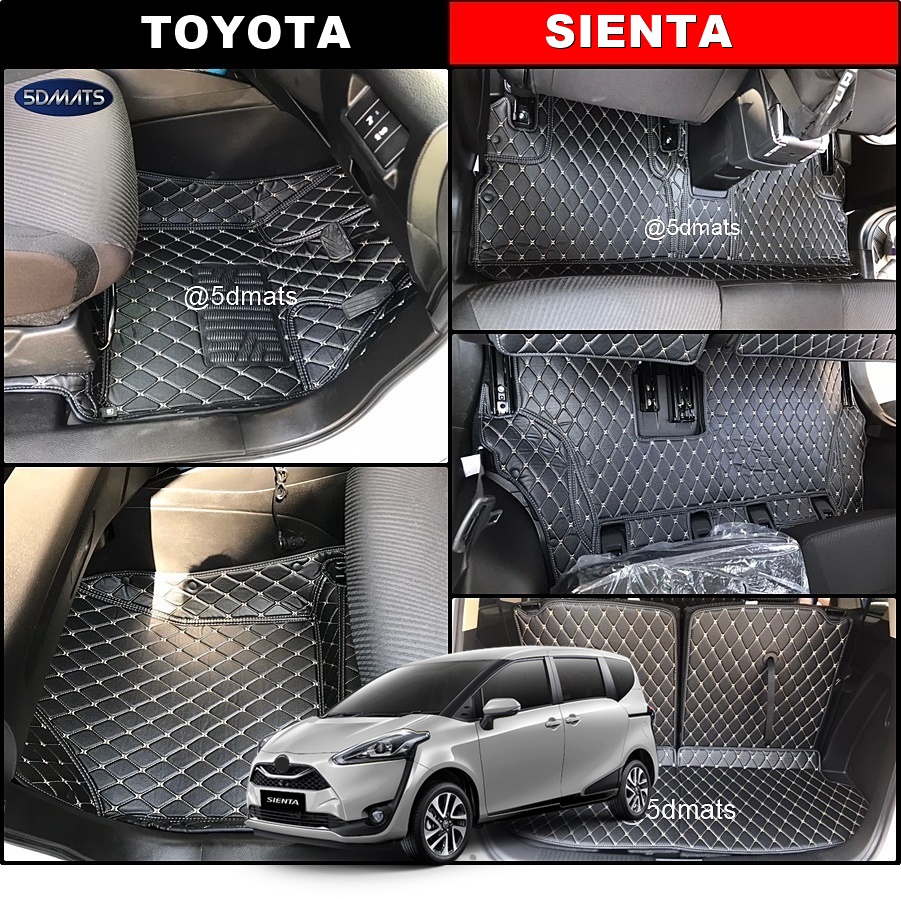 พรมปูพื้นรถยนต์6D TOYOTA SIENTA พรม6D หนังpvcแท้ หนานุ่ม เกรดA เต็มคัน (7ชิ้น) st