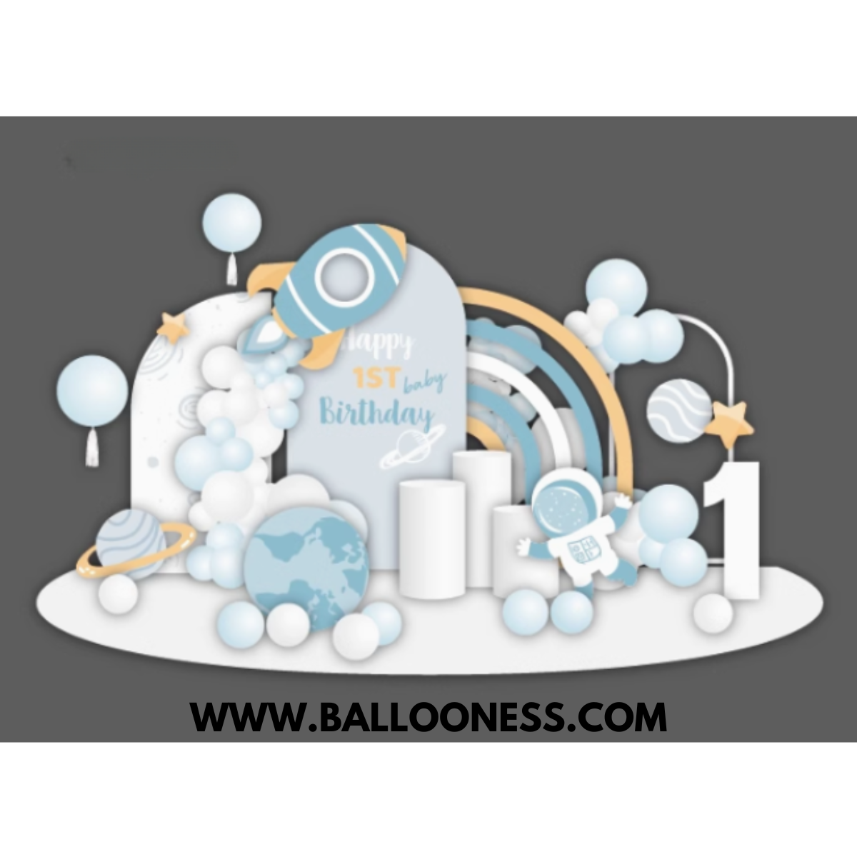แบลคดรอปวันเกิดเด็ก ตรีมอวกาศ / Space Birthday Backdrop