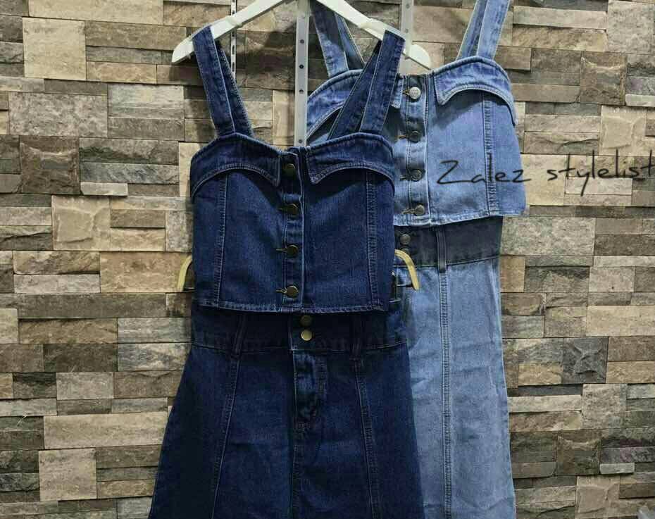 เซทเสื้อสายเดี่ยว กับ กระโปรงยีนส์