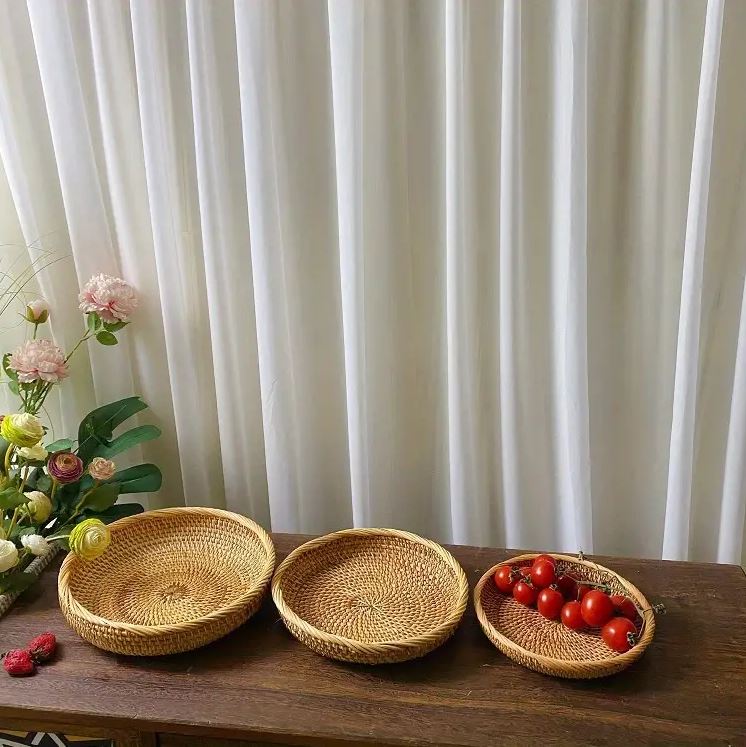 จานหวายสาน โฮมคาเฟ่ จานผลไม้ ทรงกลม Rattanly Tray🍩