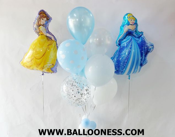 เซทลูกโป่งจัดช่อ 7ลูก + เจ้าหญิง 2ตัว / ฺBalloon 1bunch + Princess 2
