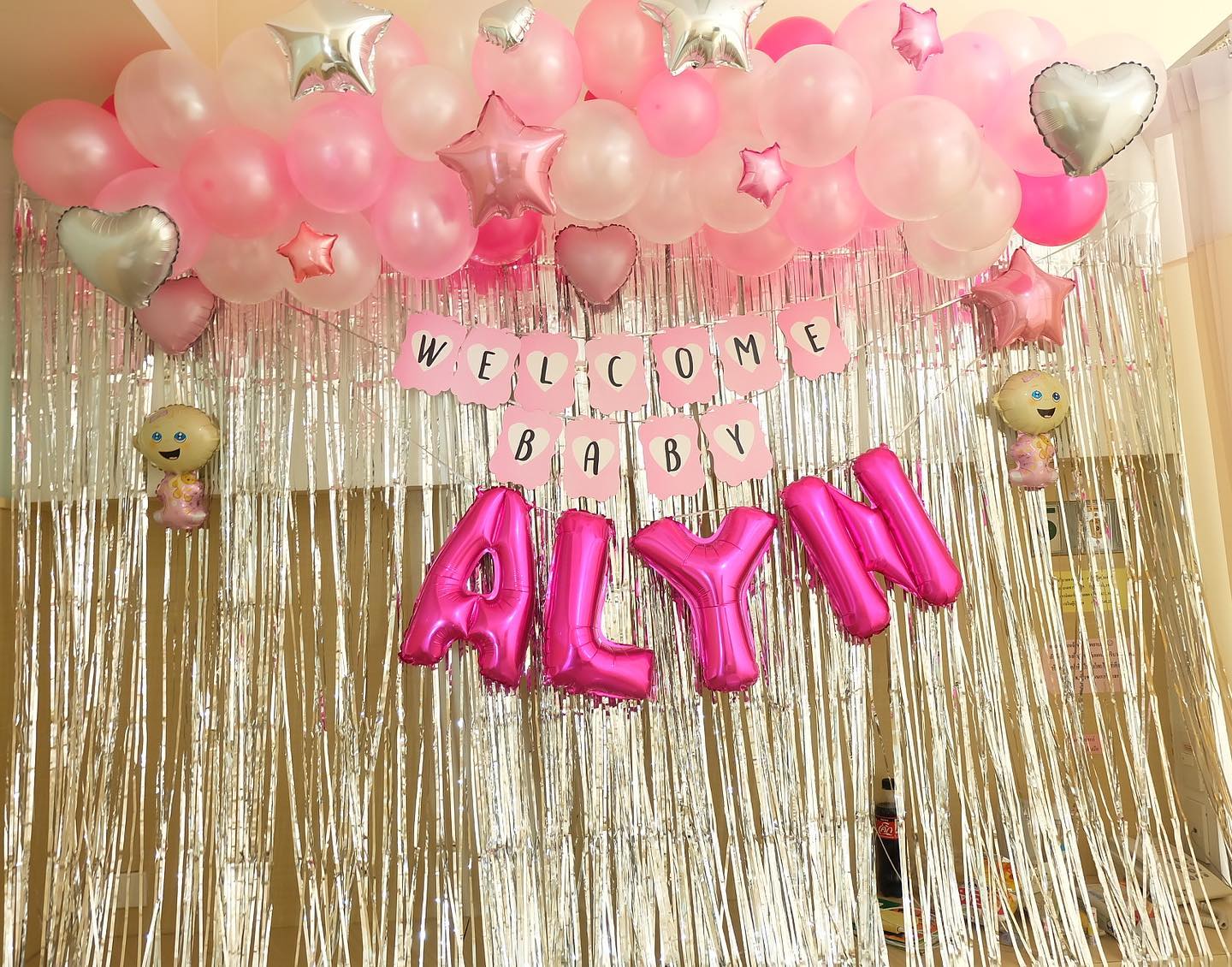 Set Backdrop Welcome Baby Pink Tone