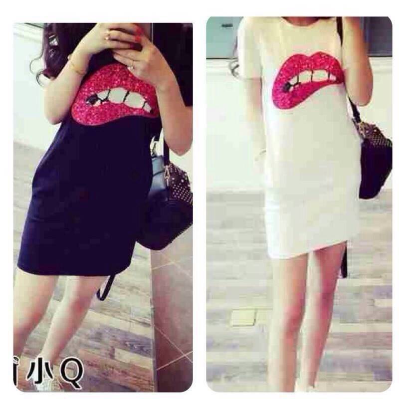 เดรสผ้ายืดเนื้อดี รูปปาก