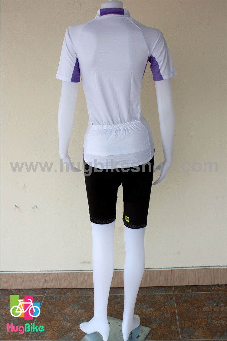 ชุดจักรยานผู้หญิงแขนสั้นขาสั้น Mavic 16 (01) สีขาวม่วง