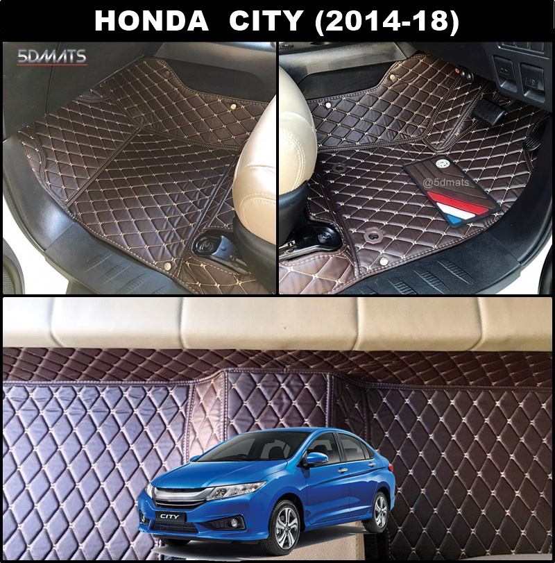 พรมปูพื้นรถยนต์ 6D HONDA CITY (2014-18) พรม6D QX สวยงาม เข้ารูป ตรงรุ่นรถ 3ชิ้น