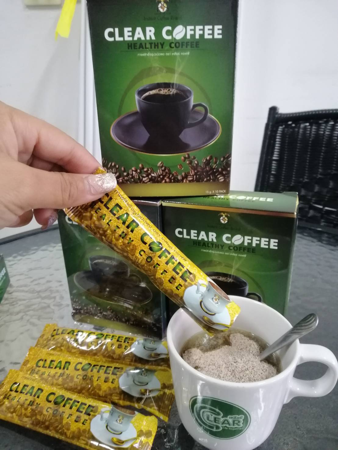 กาแฟเคลียร์ clear coffeeกาแฟเพื่อสุขภาพบำรุงสายตา กาแฟสำเร็จรูป (10 ซอง/กล่อง)15 กรัม/ซอง จำนวน 1 กล่อง