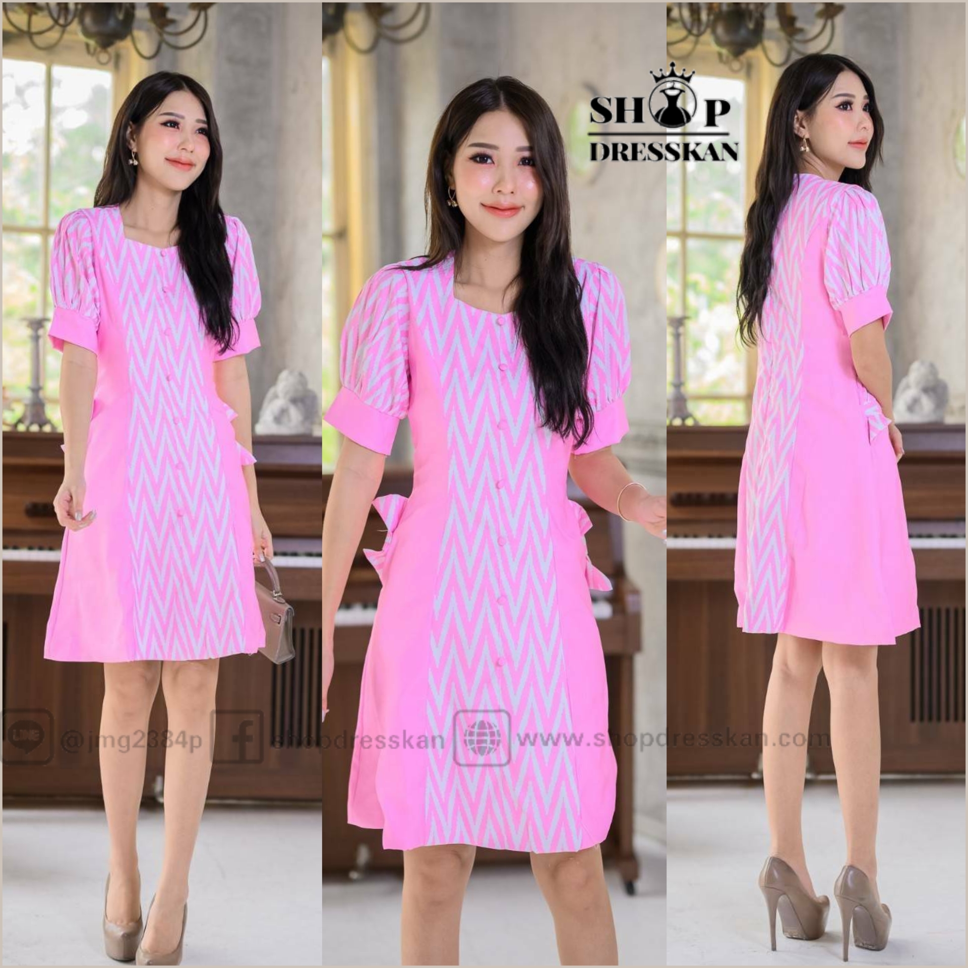 ✔️พร้อมส่ง : [ S-M-LXL-2XL ] :: ชุดเดรสผ้าซาร่าสีพื้น ตัดแต่งผ้าพิมพ์ลายไทย ทรงเอบานสวย กระเป๋าข้าง งานสวยหรูลงตัวสุดๆ ซิปซ่อนหลัง บุซับในอย่างดี ใส่ทำงาน ใส่ออกงานสวยๆ