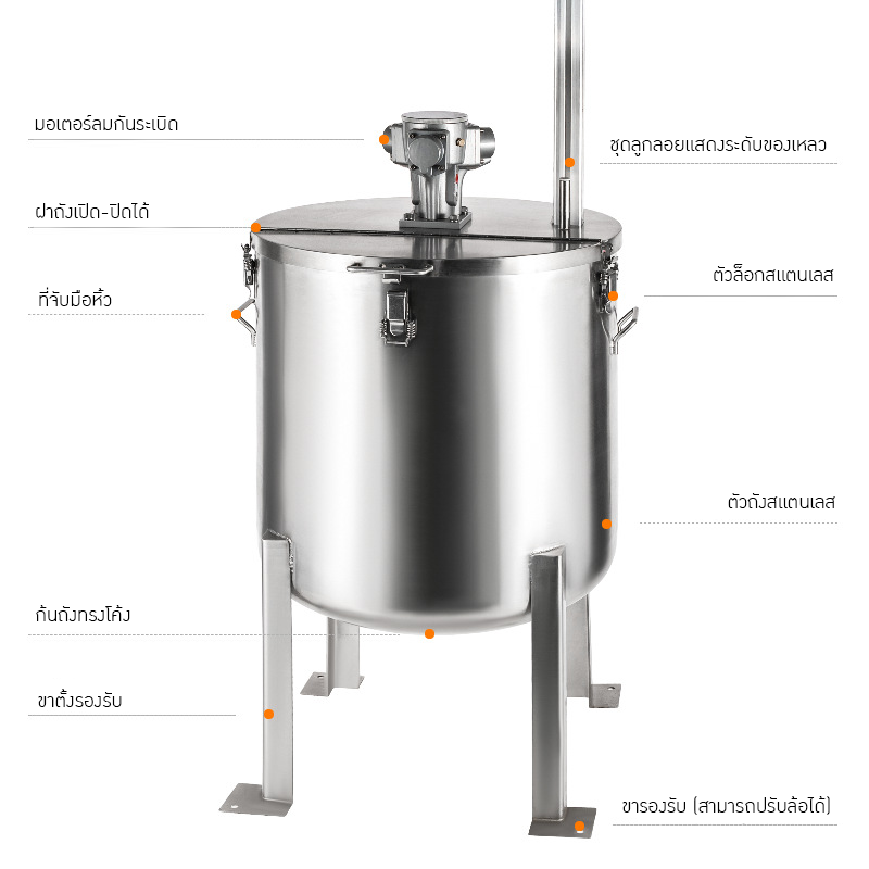 ถังสแตนเลสคุณภาพสูงเพื่อการผสมและจัดเก็บวัสดุ TTGB