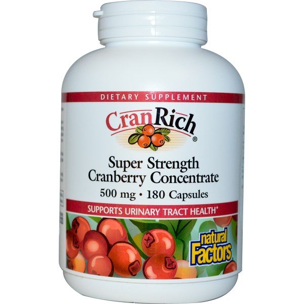 Natural Factors, CranRich, Super Strength Cranberry Concentrate, 500 mg, 180 Capsules
