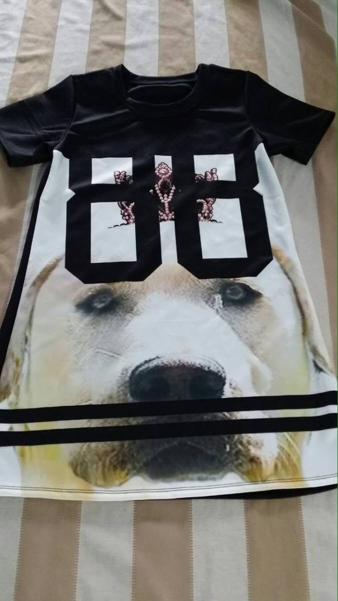 เดรสผ้าสรูบร้า ลายพิมหมา