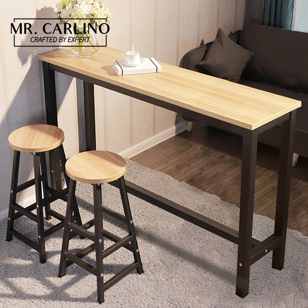 โต๊ะ โต๊ะบาร์ เก้าอี้บาร์ โต๊ะกินข้าว (160x40 สูง 100 cm) Bar Table with stools ( Lounge / Counter / Stand / Buffet )