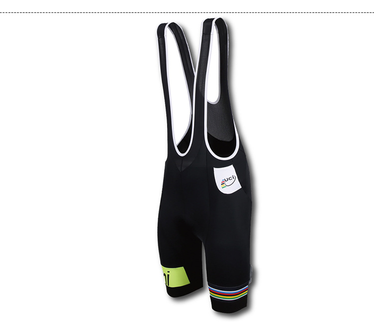 กางเกงจักรยานขาสั้นเอี๊ยม Santini 14 สีดำมีลาย