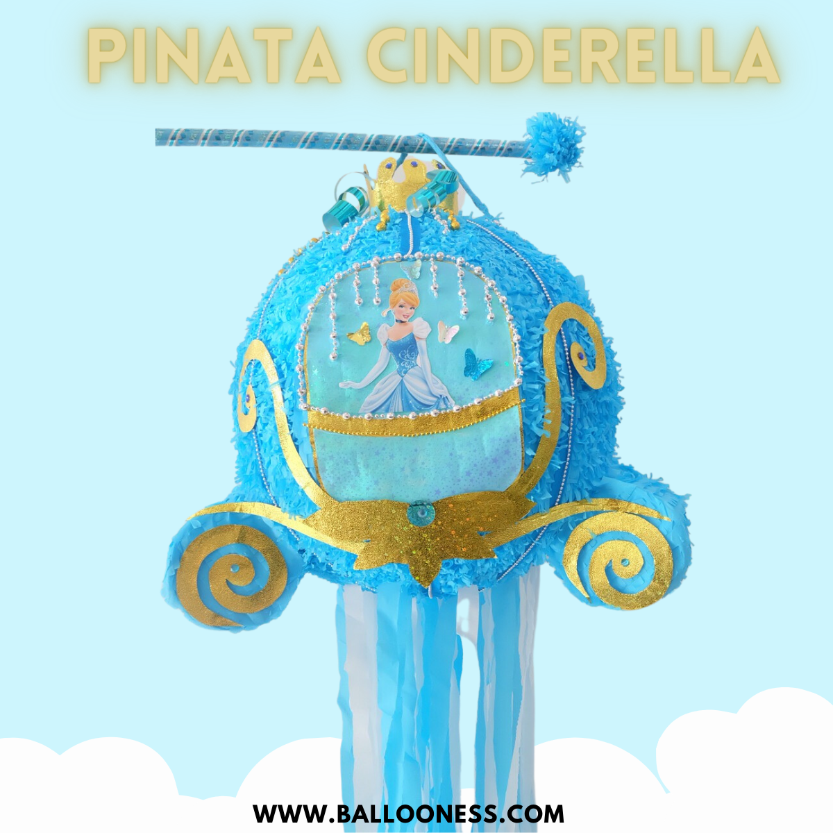 พินาต้า เจ้าหญิงซินเดอเรลล่า / Pinata Cinderella พร้อมไม้ตี (ไม่มีขนม)