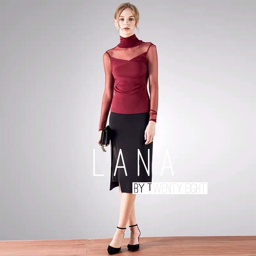 เสื้อแขนยาวคอเต่า แต่งซีทรู