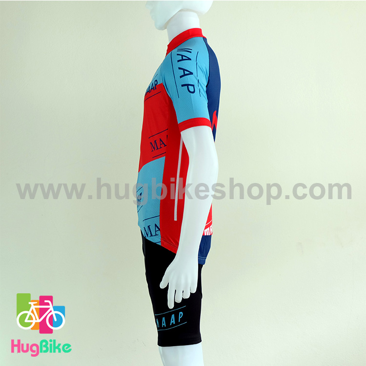 ชุดจักรยานแขนสั้นทีม MAAP 16 (12) สีฟ้าแดงหลังน้ำเงินแดง